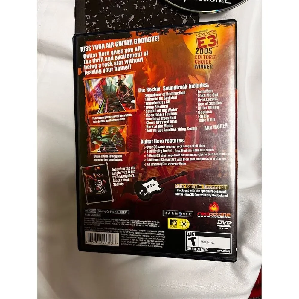 Guitar Hero Sony PlayStation 2 PS2 Game CIB RedOctane‎ Harmonix 2005